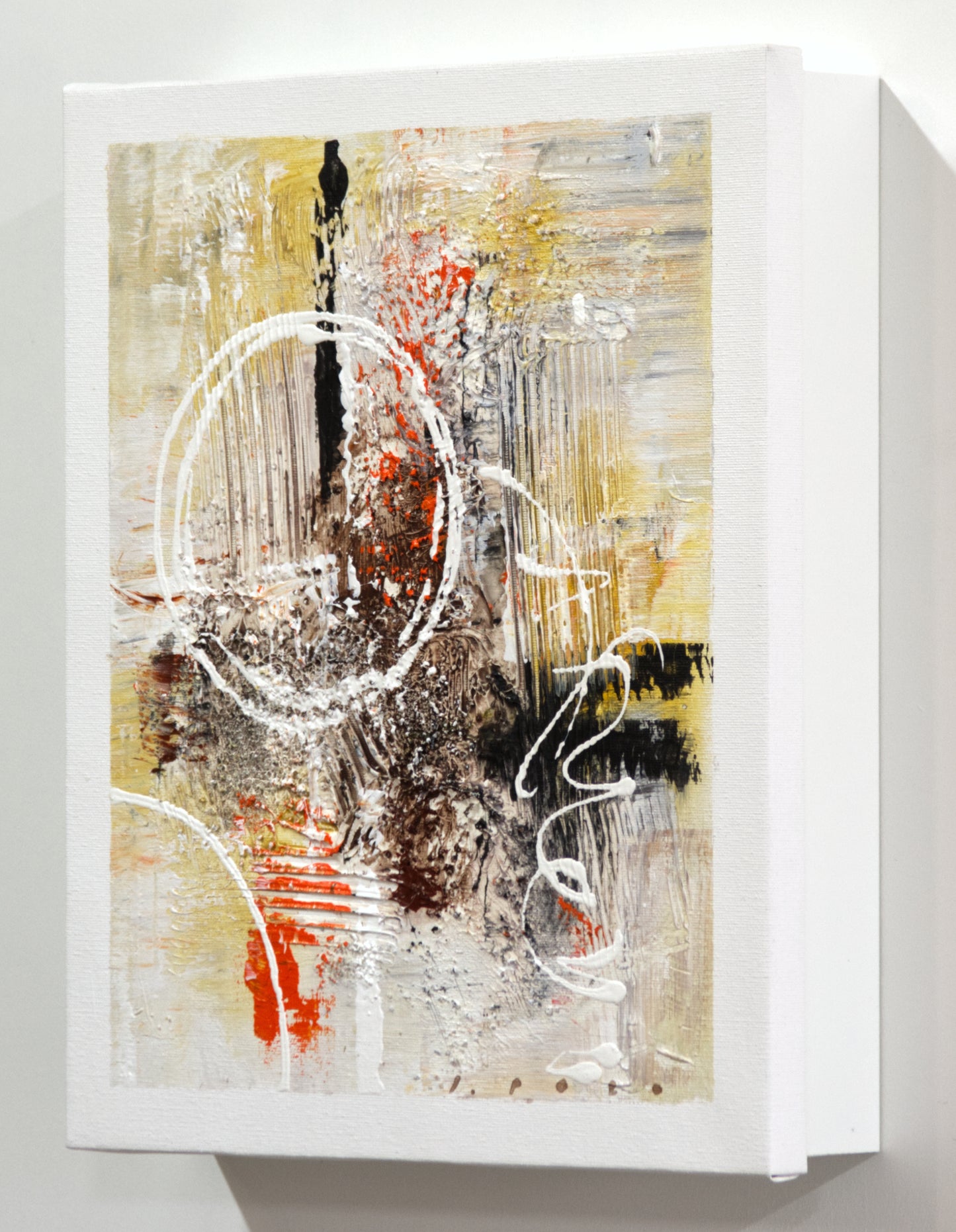 Armario para Llaves, Pintado a mano, con 12 ganchos, Moderno, Abstracto Ocre y Marrón, 100% original, Firmado, Incluye tacos y tornillos