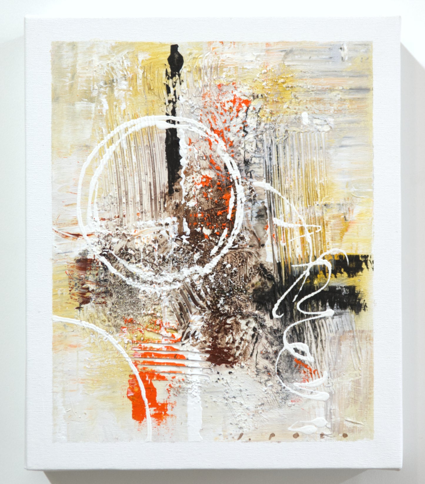Armario para Llaves, Pintado a mano, con 12 ganchos, Moderno, Abstracto Ocre y Marrón, 100% original, Firmado, Incluye tacos y tornillos