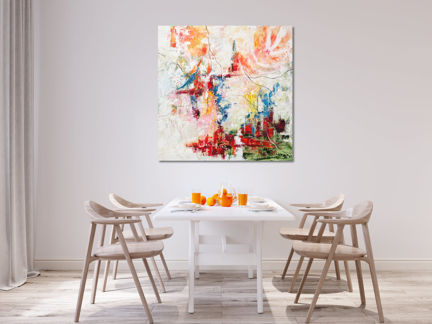 Cuadro Abstracto, Colores Vivos, 100x100 cm, Sobre Lienzo, 100% Original, Firmado