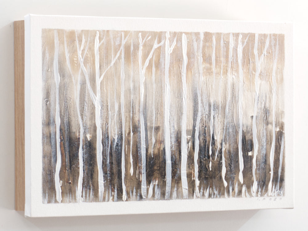 Tapa de Contador Pintada a Mano, 100% Original, en Madera Clara, Bosque abstracto, Incluye Tornillos y Tacos. Medidas: Interior 37x22x4cm