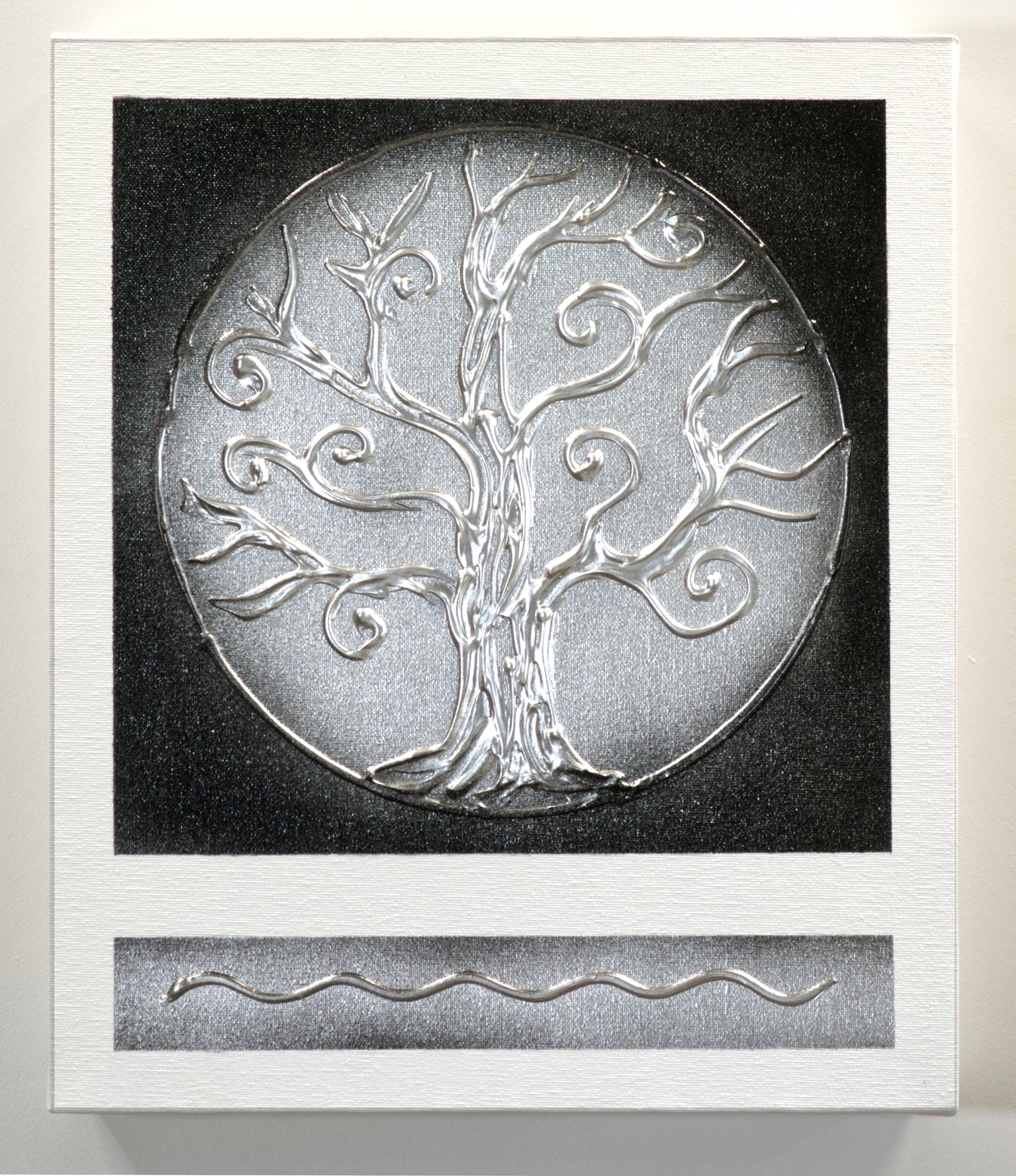 Armario para Llaves, Pintado a mano, con 12 ganchos, Moderno, Arbol de la Vida en Plata, 100% original, Incluye tacos y tornillos