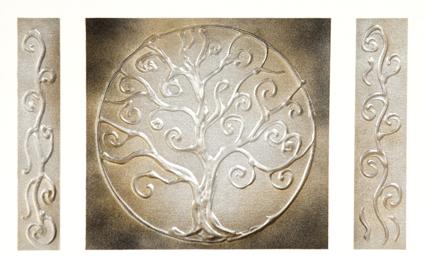 Tapa de Contador Pintada a Mano, 100% Original, Árbol de la Vida, En Dorado, Incluye Tornillos y Tacos. Medidas: Interior 37x22x4cm Exterior 41x26x6cm