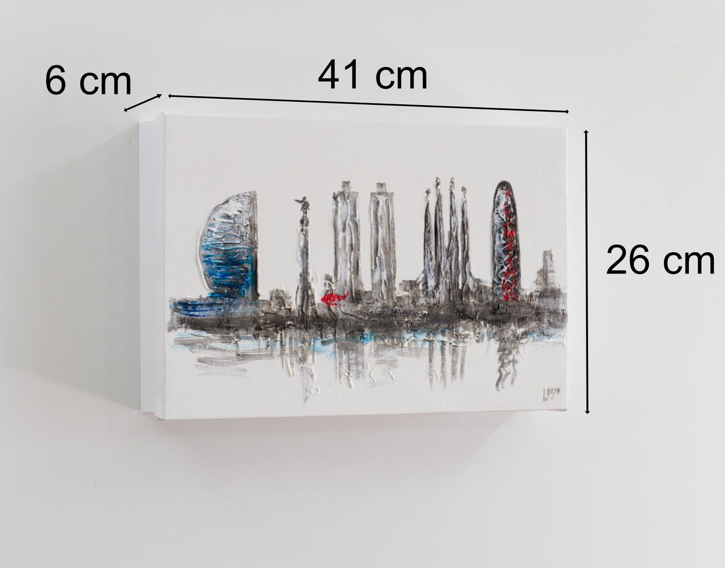 Tapa de Contador Pintada a Mano, 100% Original, Barcelona skyline, Con Relieve, Incluye Tornillos y Tacos. Medidas: Interior 37x22x4cm Exterior 41x26x6cm (Copia)
