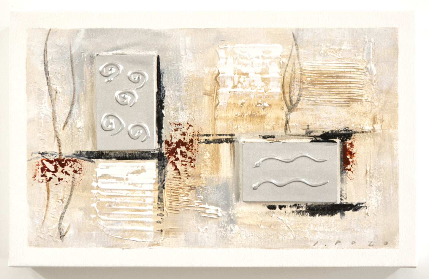 Tapa de Contador Pintada a Mano, 100% Original, Medida Pequeña, Abstracta Rústica