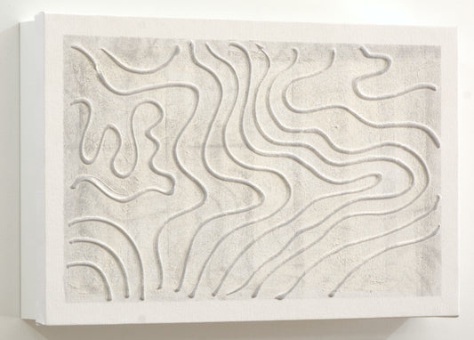 Tapa de Contador Pintada a Mano, 100% Original, Medida Interior 37x22x4 cm Medida Exterior 41x26x6 cm Minimalista, en Gris y blanco, Incluye tacos y tornillos, 100% Original