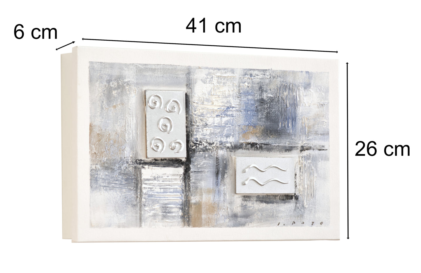 Tapa de Contador Pintada a Mano, 100% Original, Medida Pequeña, Abstracta Azul y Gris, Firmada, Incluye tacos y tornillos