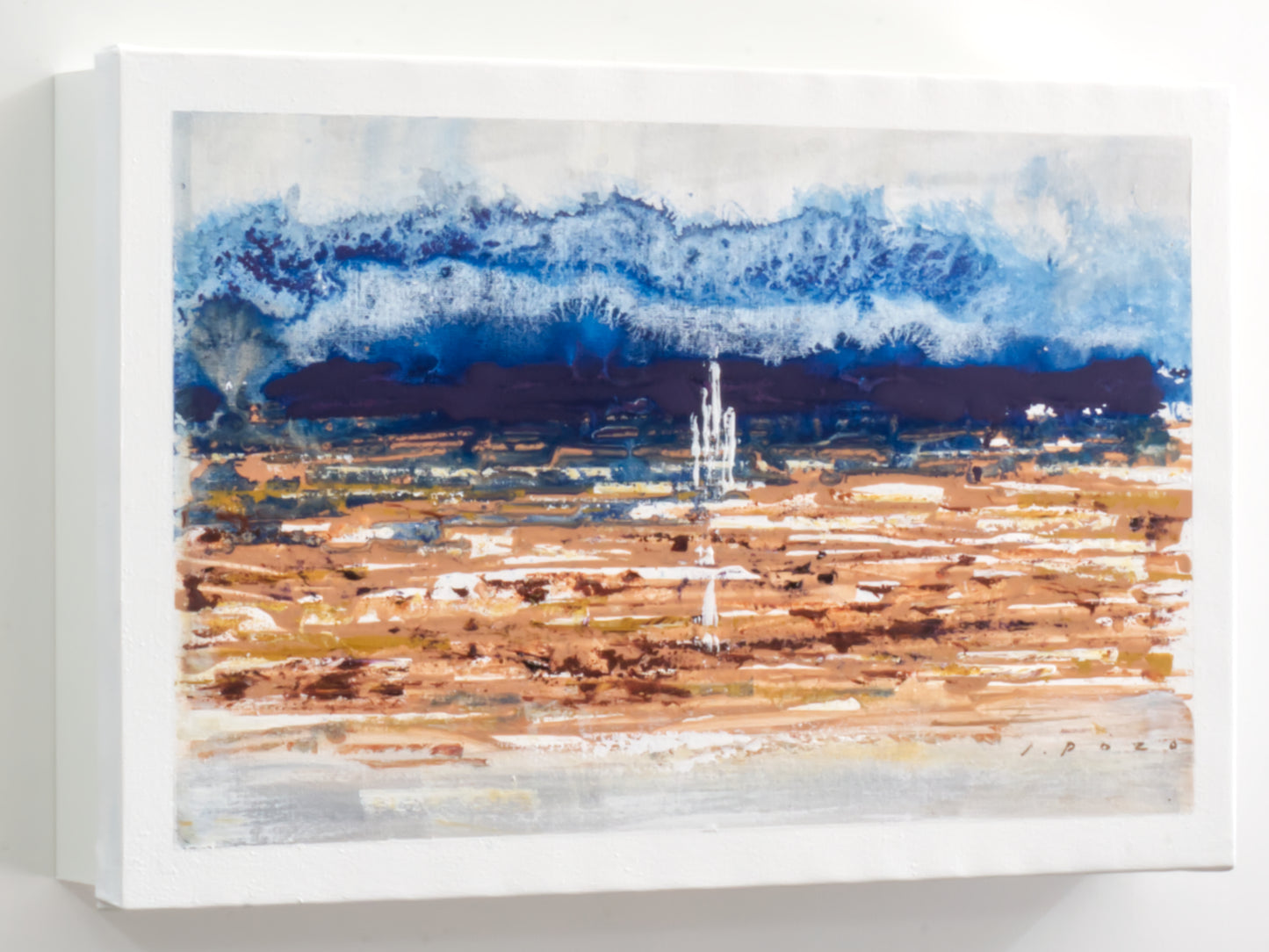 Tapa de Contador Pintada a Mano, 100% Original, Paisaje moderno, Incluye Tornillos y Tacos. Medidas: Interior 37x22x4cm Exterior 41x26x6cm