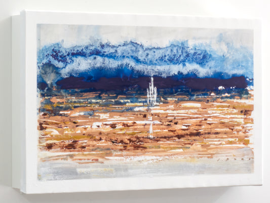 Tapa de Contador Pintada a Mano, 100% Original, Paisaje moderno, Incluye Tornillos y Tacos. Medidas: Interior 37x22x4cm Exterior 41x26x6cm