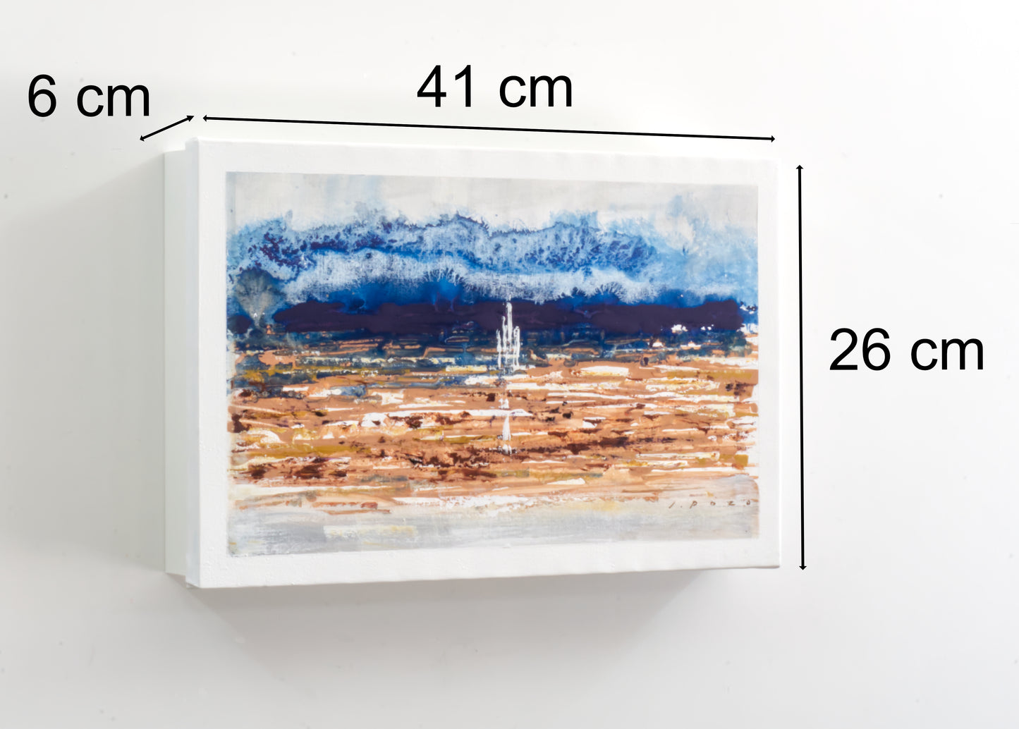 Tapa de Contador Pintada a Mano, 100% Original, Paisaje moderno, Incluye Tornillos y Tacos. Medidas: Interior 37x22x4cm Exterior 41x26x6cm