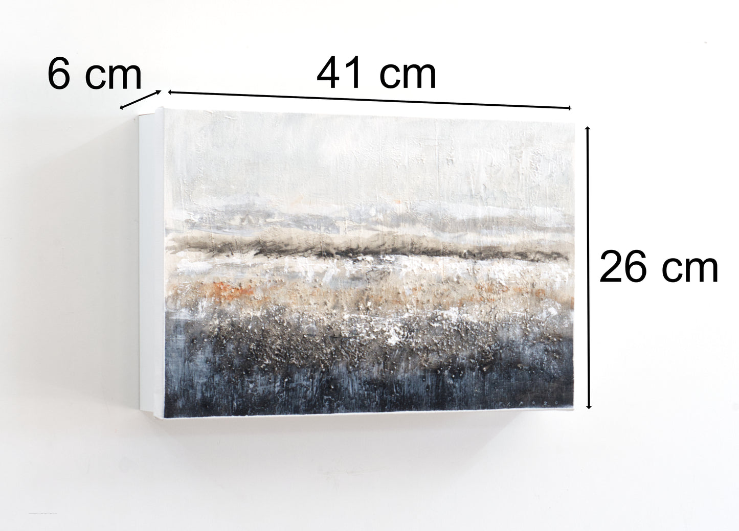 Tapa de Contador Pintada a Mano, 100% Original, Paisaje en Blanco y Negro, con Relieve, Incluye Tornillos y Tacos. Medidas: Interior 37x22x4cm Exterior 41x26x6cm