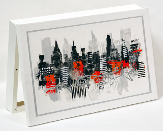 Tapa de Contador Pintada a Mano, 100% Original, Ciudad Naranja, Incluye Tornillos y Tacos. Medidas: Interior 37x22x4cm Exterior 41x26x6cm