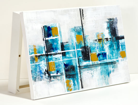Tapa de Contador Pintada a Mano, 100% Original, Ciudad Verde y Azul, Incluye Tornillos y Tacos. Medidas: Interior 37x22x4cm Exterior 41x26x6cm