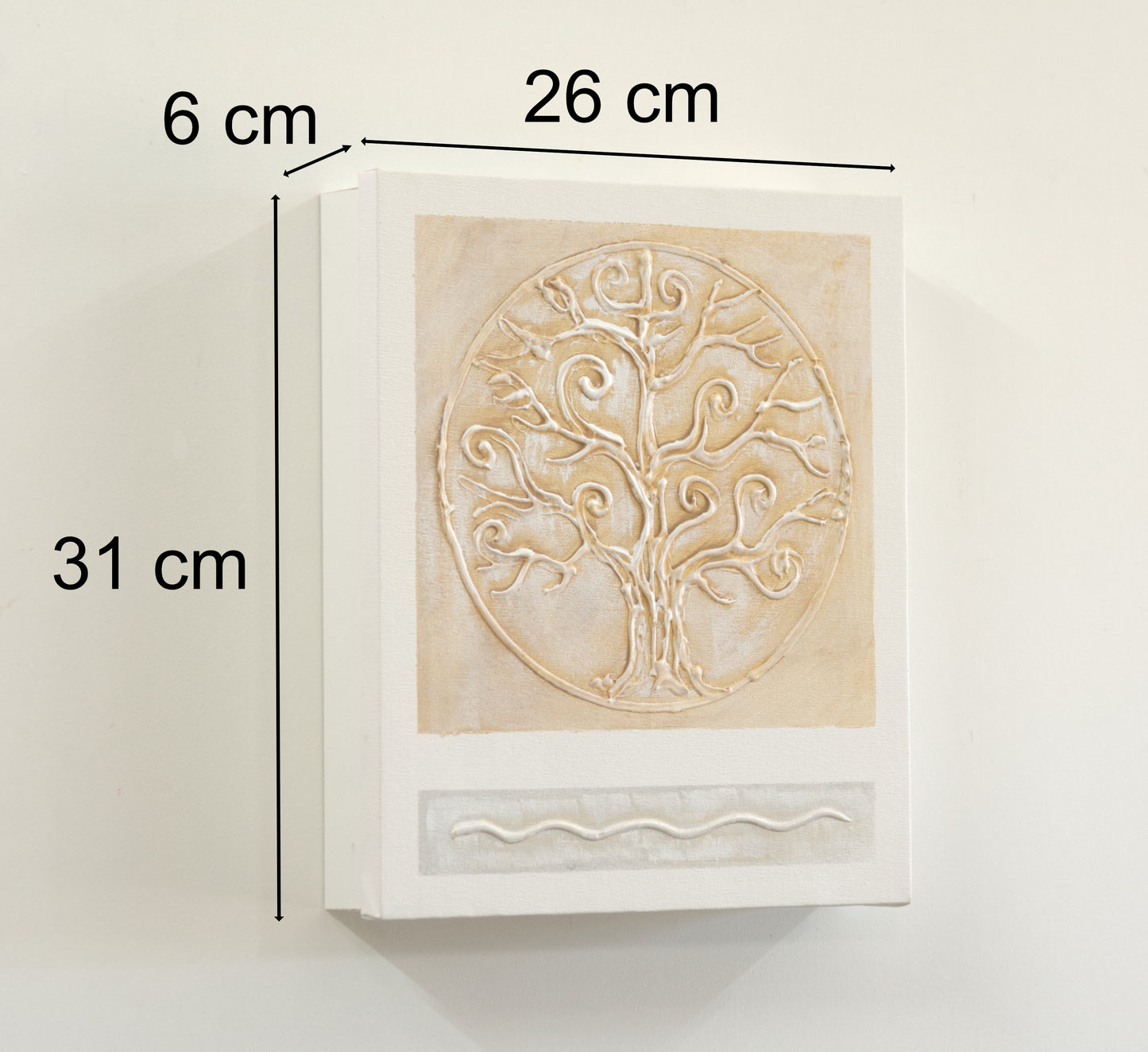 Armario para Llaves, Pintado a mano, con 12 ganchos, Moderno, Arbol de la Vida en Marrón Claro, 100% original, Incluye tacos y tornillos