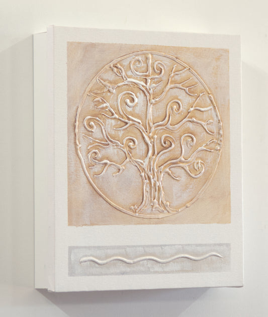 Armario para Llaves, Pintado a mano, con 12 ganchos, Moderno, Arbol de la Vida en Marrón Claro, 100% original, Incluye tacos y tornillos