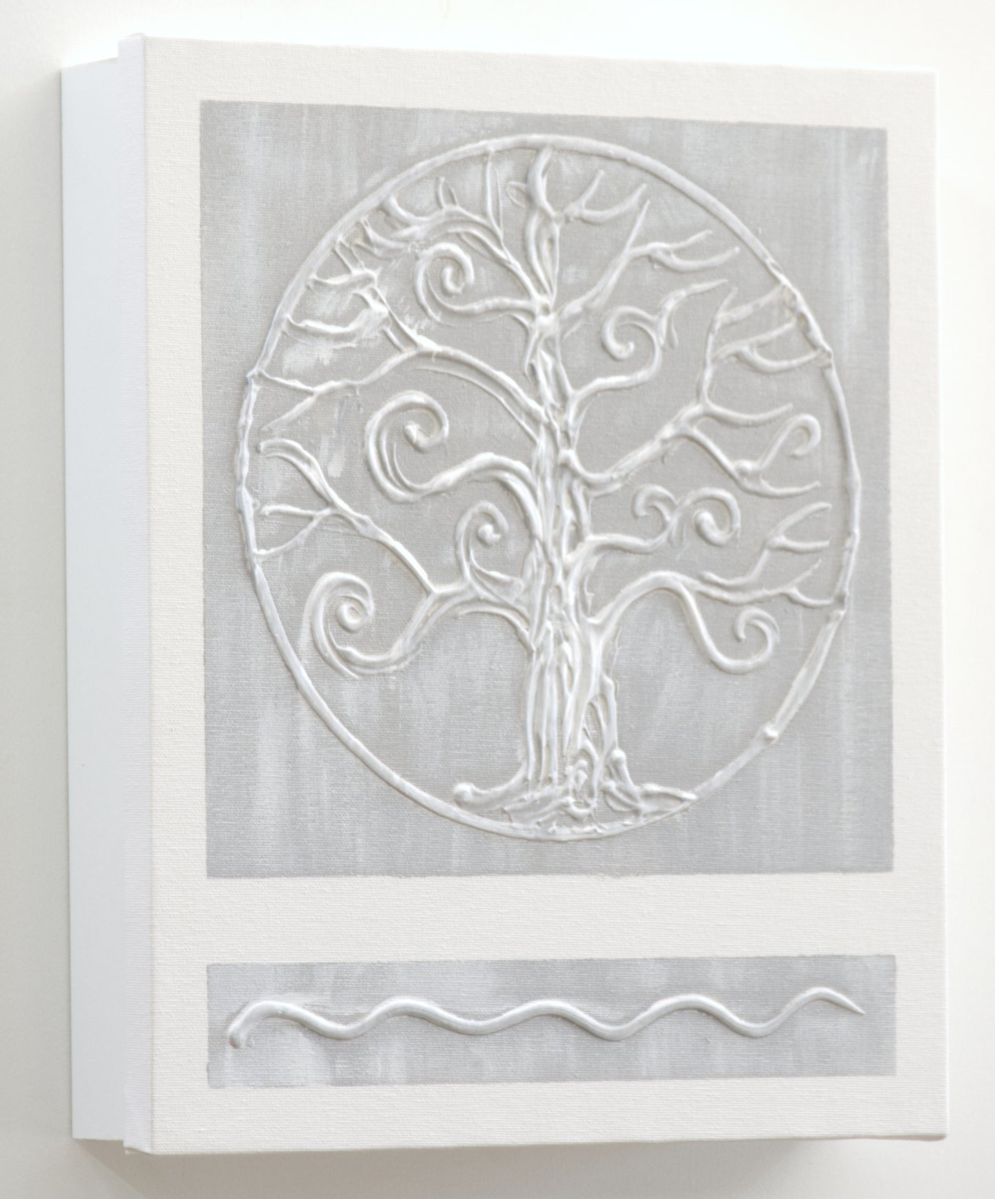 Armario para Llaves, Pintado a mano, con 12 ganchos, Moderno, Arbol de la Vida en Gris, 100% original, Incluye tacos y tornillos