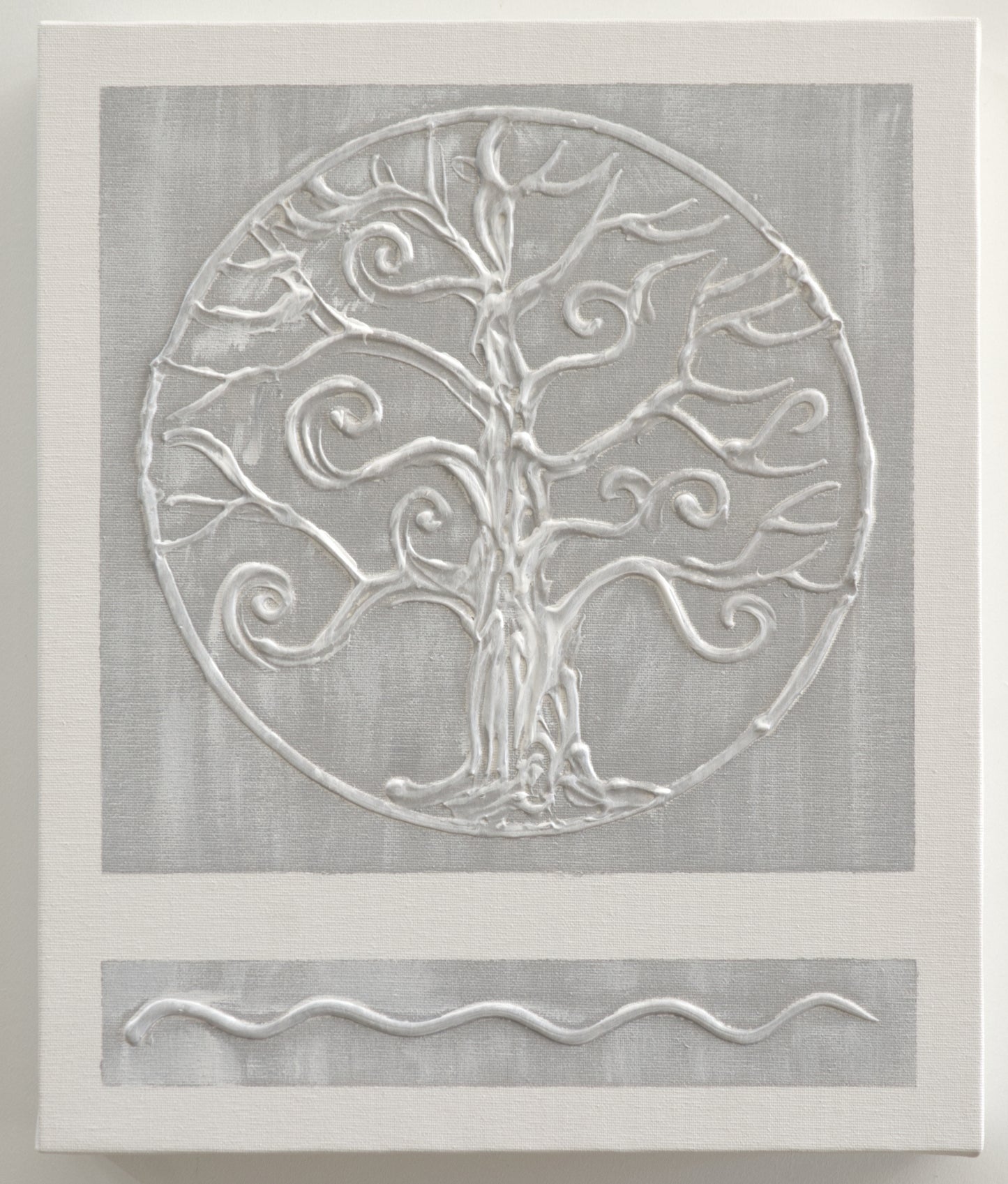 Armario para Llaves, Pintado a mano, con 12 ganchos, Moderno, Arbol de la Vida en Gris, 100% original, Incluye tacos y tornillos