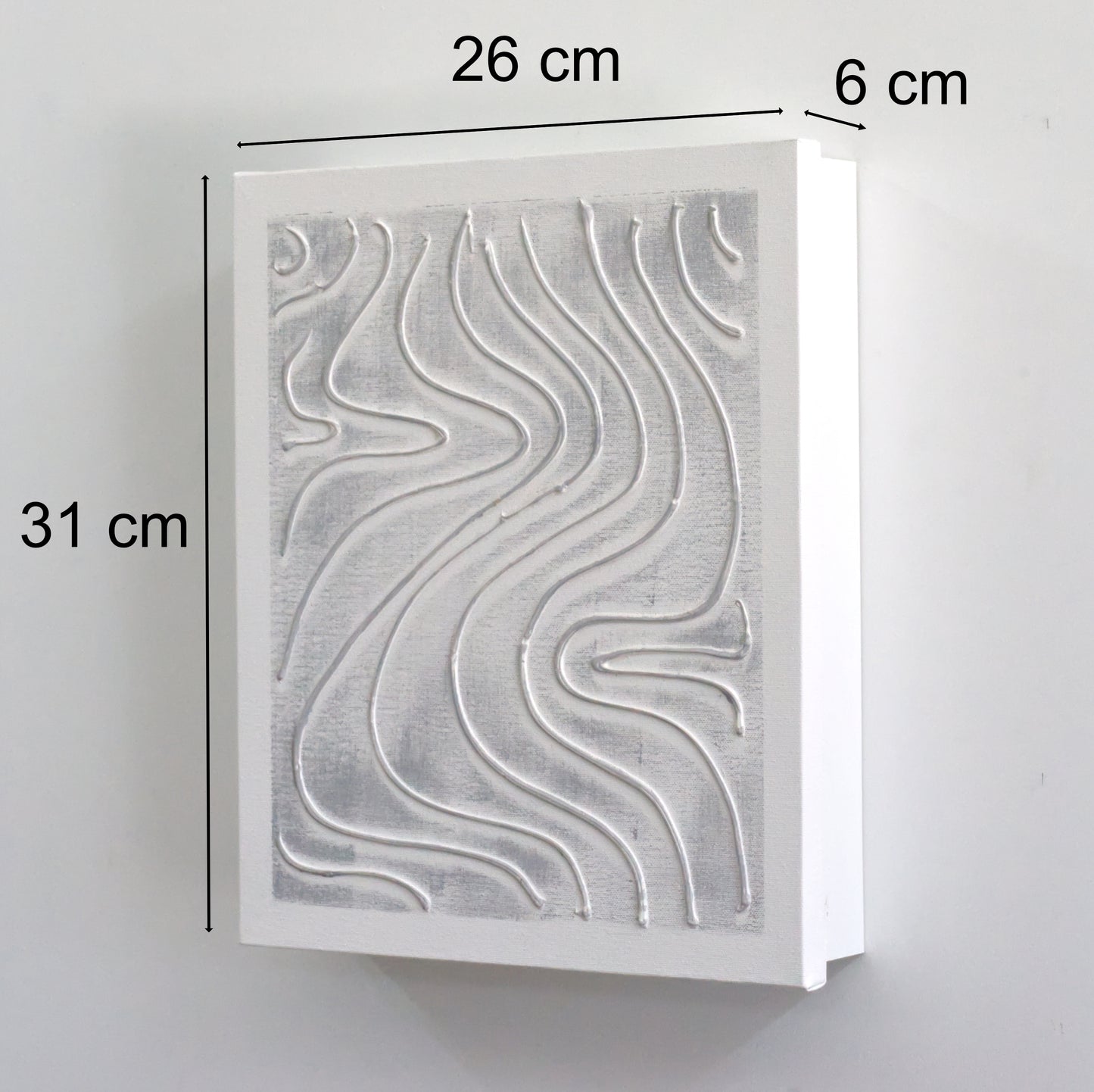 Armario para Llaves, Pintado a mano, con 12 ganchos, Minimalista Ondas, con relieve, 100% original, Incluye tacos y tornillos.