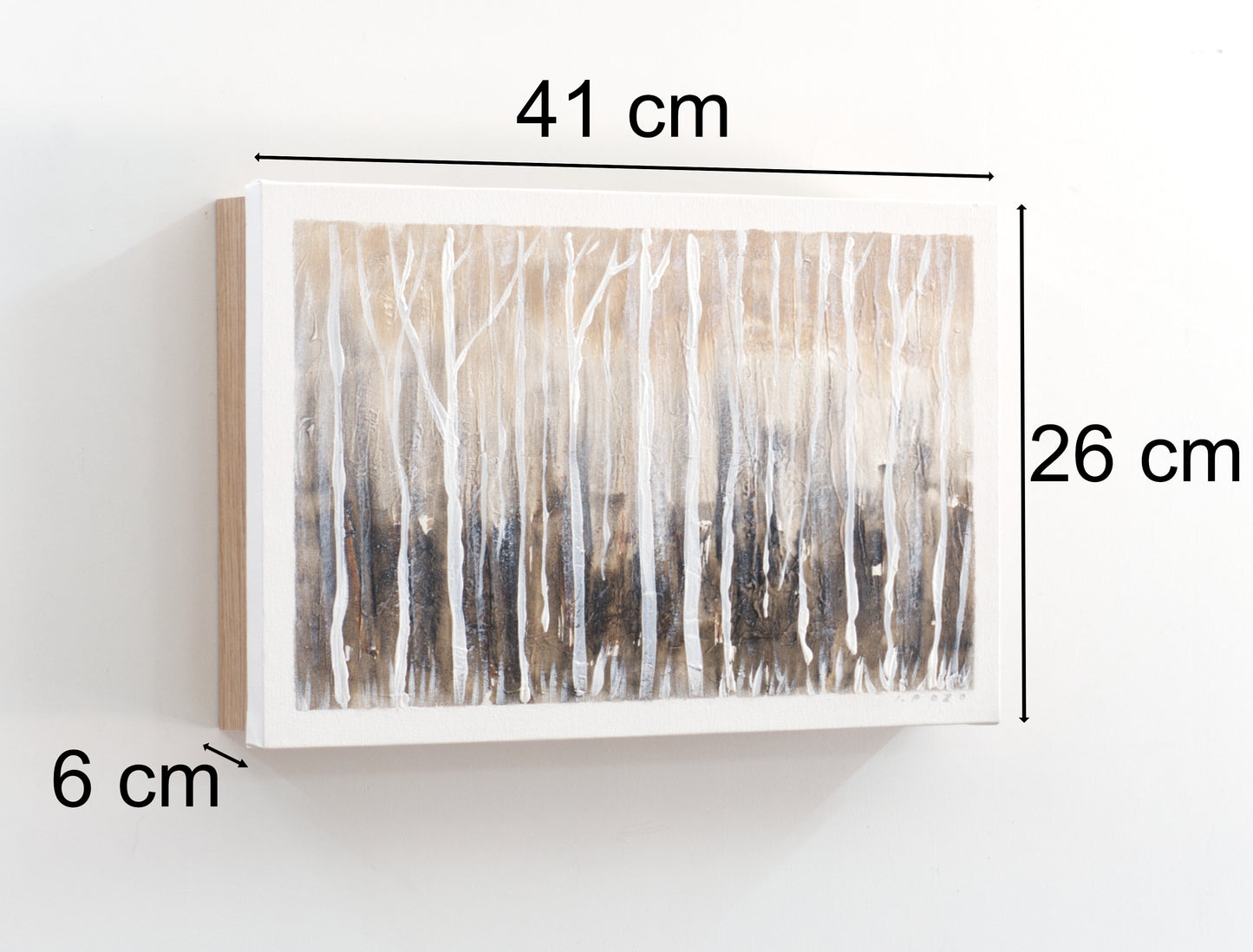 Tapa de Contador Pintada a Mano, 100% Original, en Madera Clara, Bosque abstracto, Incluye Tornillos y Tacos. Medidas: Interior 37x22x4cm