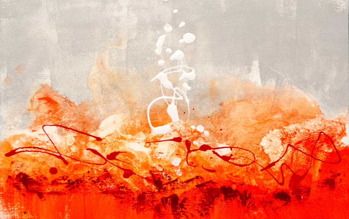 Tapa de Contador Pintada a Mano, 100% Original, Moderna, Abstracta Naranja, Incluye Tornillos y Tacos. Medidas: Interior 37x22x4cm Exterior 41x26x6cm