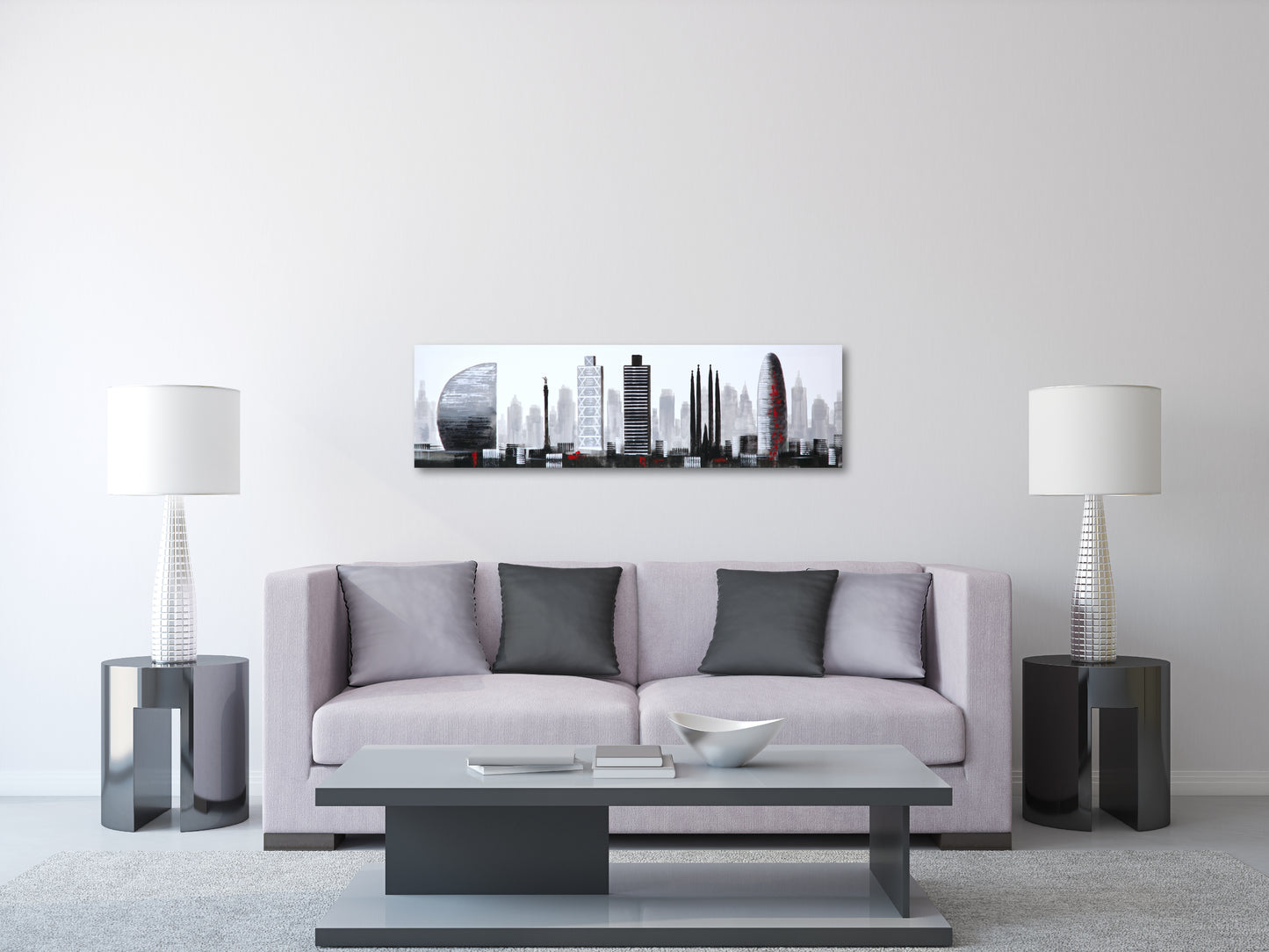 CUADRO PINTADO BARCELONA 120X35 CM