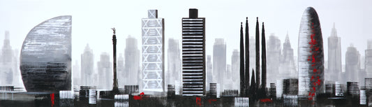CUADRO PINTADO BARCELONA 120X35 CM