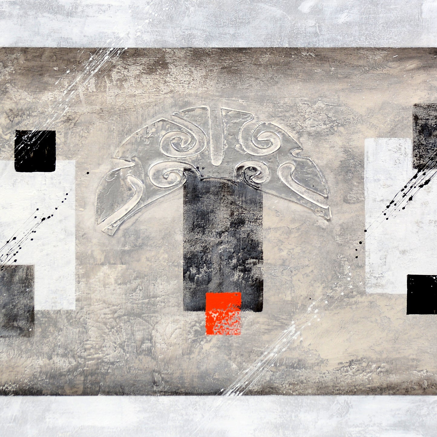 CUADRO PINTADO "ABSTRACTO LUNAS" DE 150X60CM