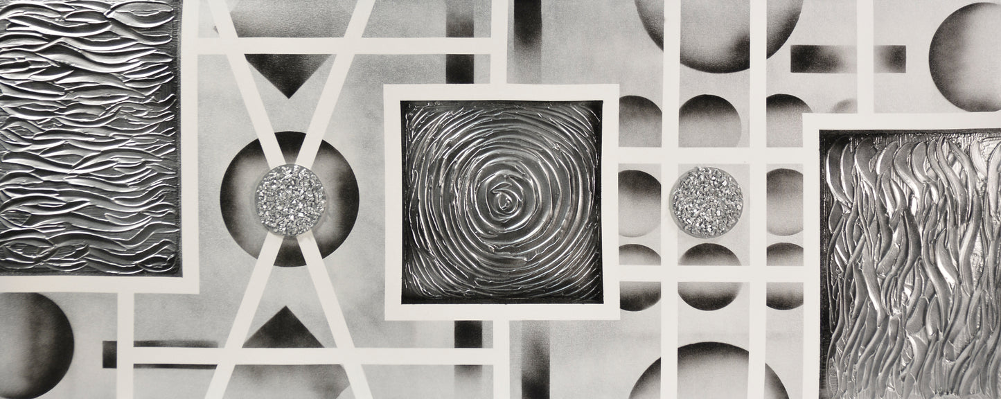 CUADRO PINTADO "ABSTRACTO MATRIX" PLATA 150X60CM