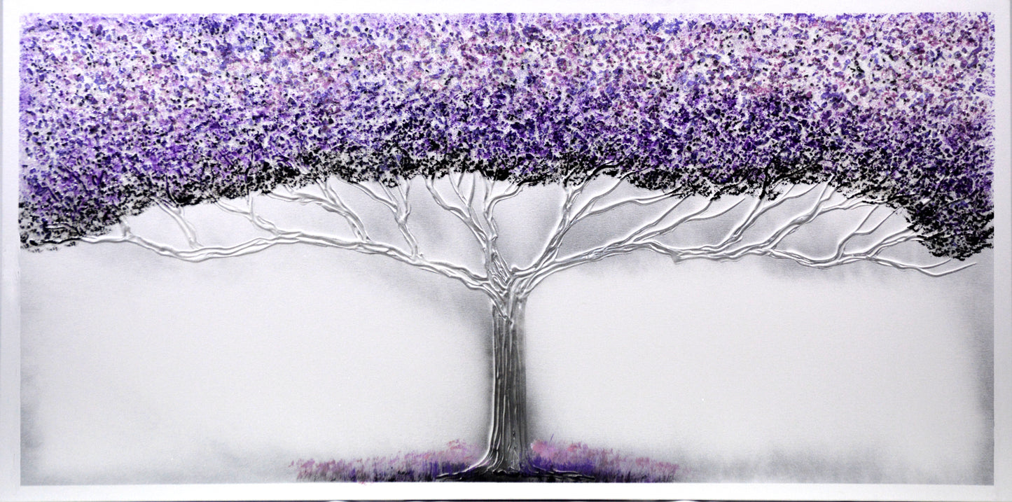 CUADRO PINTADO "ÁRBOL DE LA VIDA" LILA 140X70CM