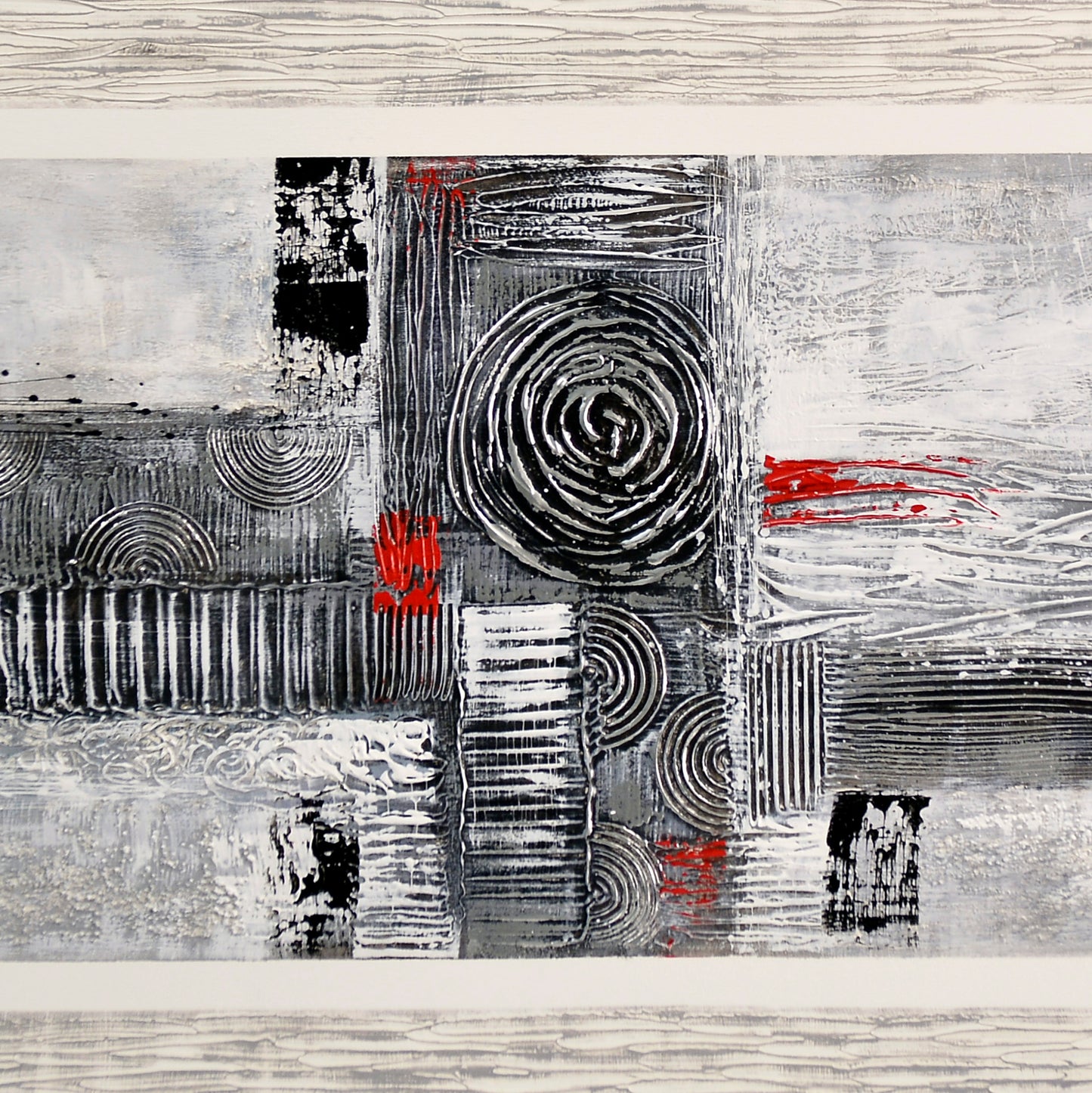 CUADRO PINTADO "COMPOSICIÓN GRIS Y ROJO" 150X60CM