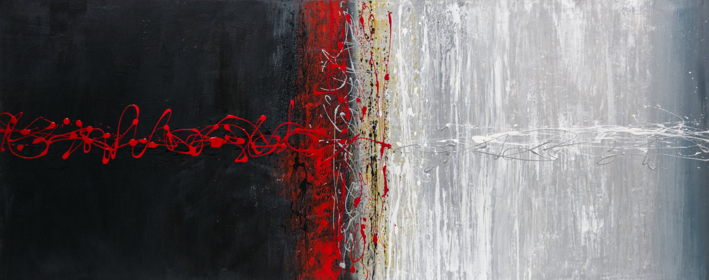 CUADRO PINTADO ABSTRACTO "NOCHE Y DÍA" 150X60CM