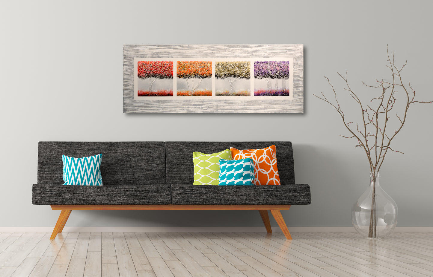 CUADRO PINTADO "CUATRO ESTACIONES" 130X50CM