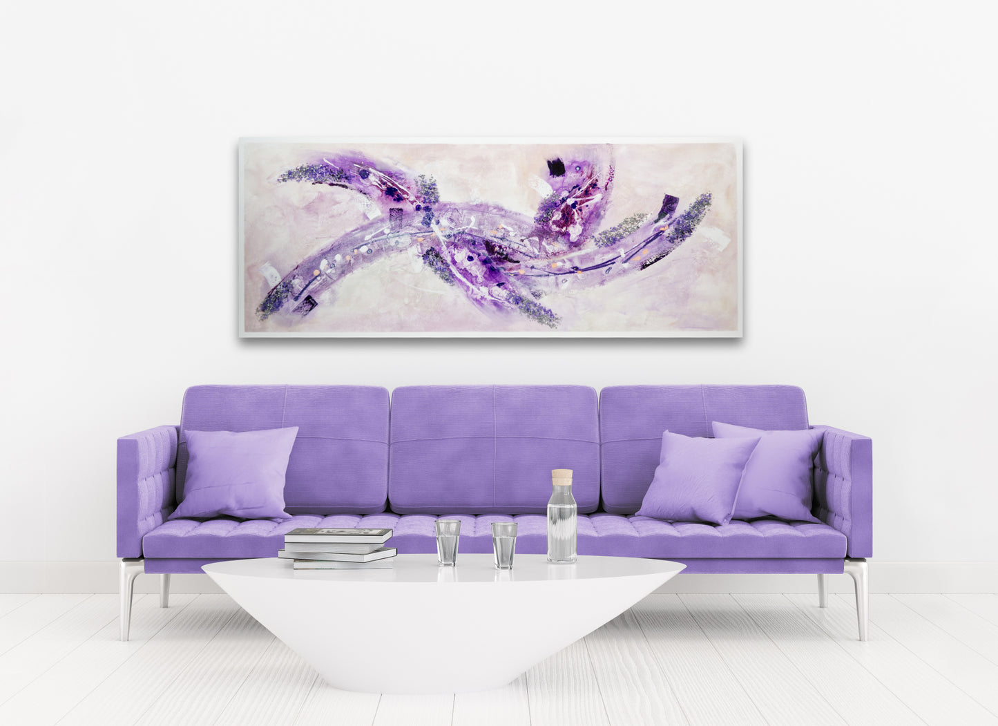CUADRO PINTADO "FANTASÍA" LILA 150x60 CM