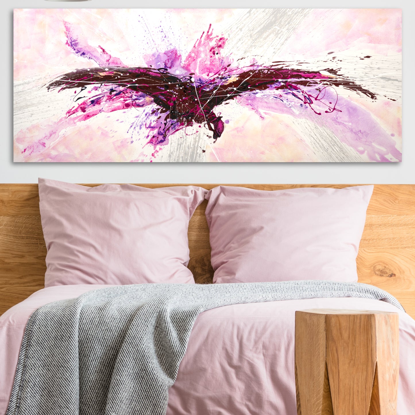 CUADRO PINTADO "ABSTRACTO SWING" LILA 150x60 CM