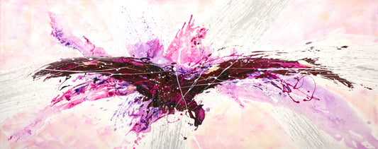 CUADRO PINTADO "ABSTRACTO SWING" LILA 150x60 CM