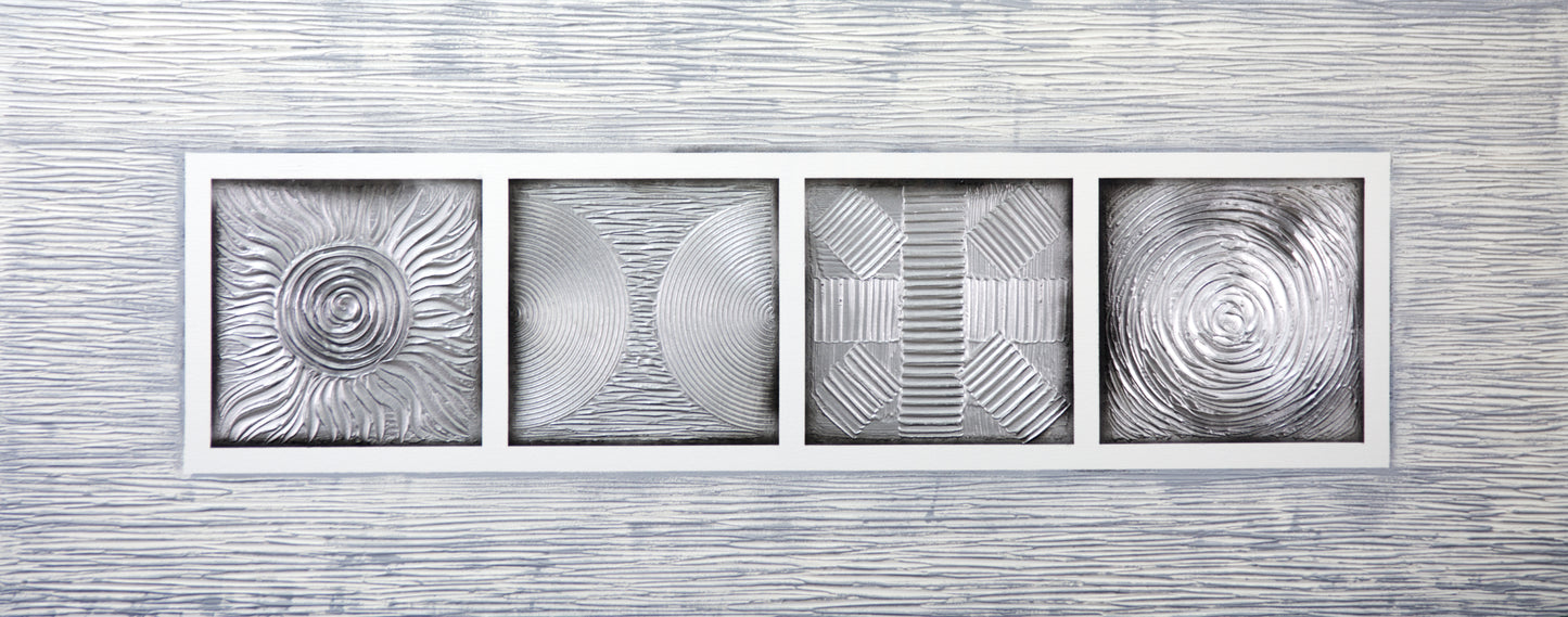 CUADRO PINTADO "CUATRO MANDALAS" EN PLATA 150X60CM