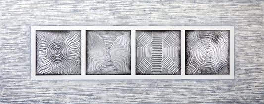 CUADRO PINTADO "CUATRO MANDALAS" EN PLATA 150X60CM
