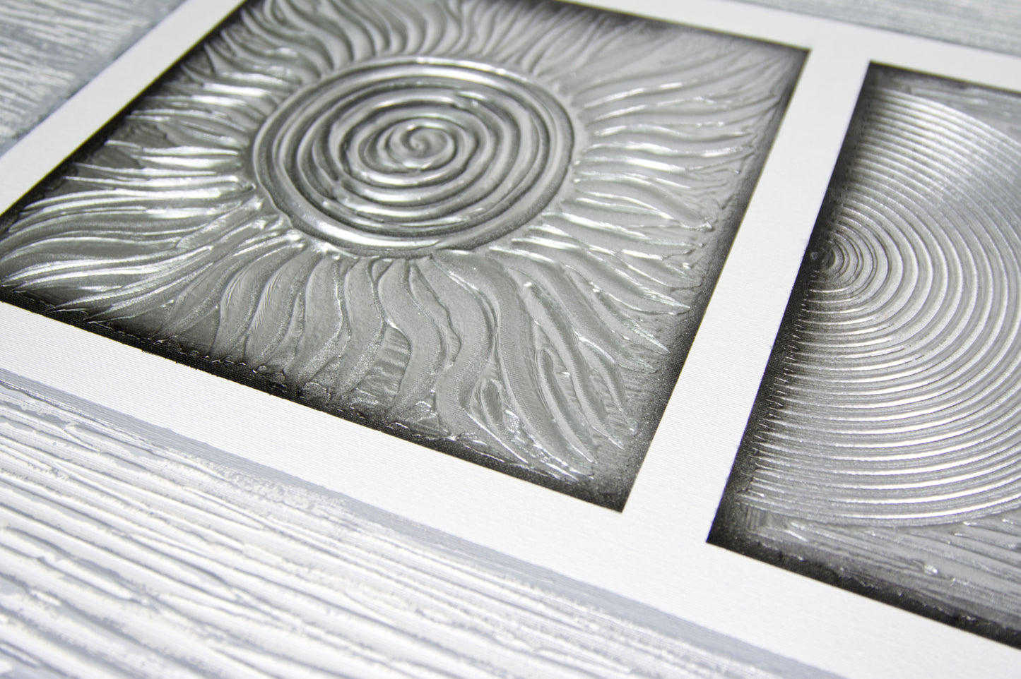 CUADRO ´"CUATRO MANDALAS" PLATA 150X60CM