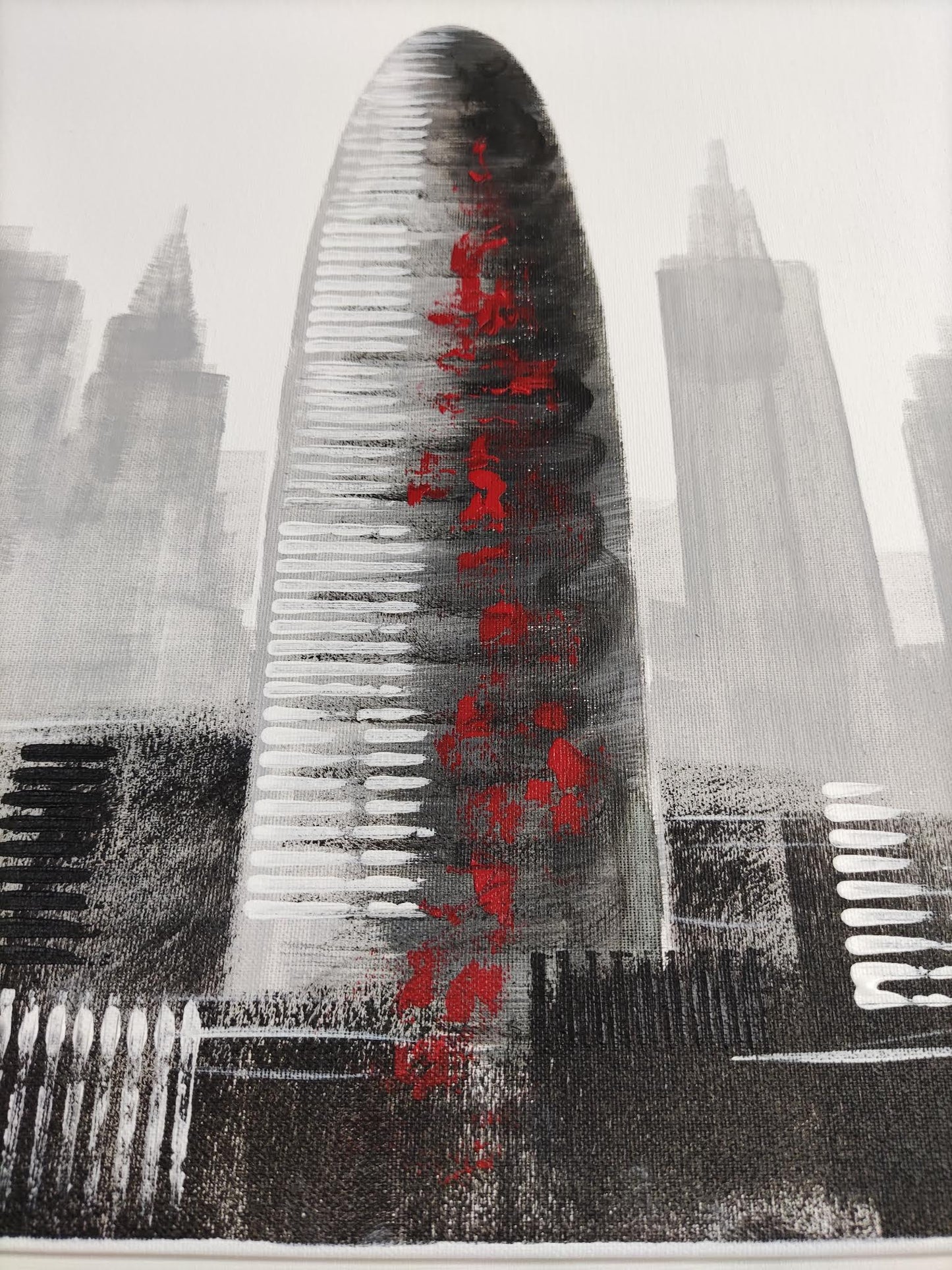 CUADRO PINTADO BARCELONA 120X35 CM