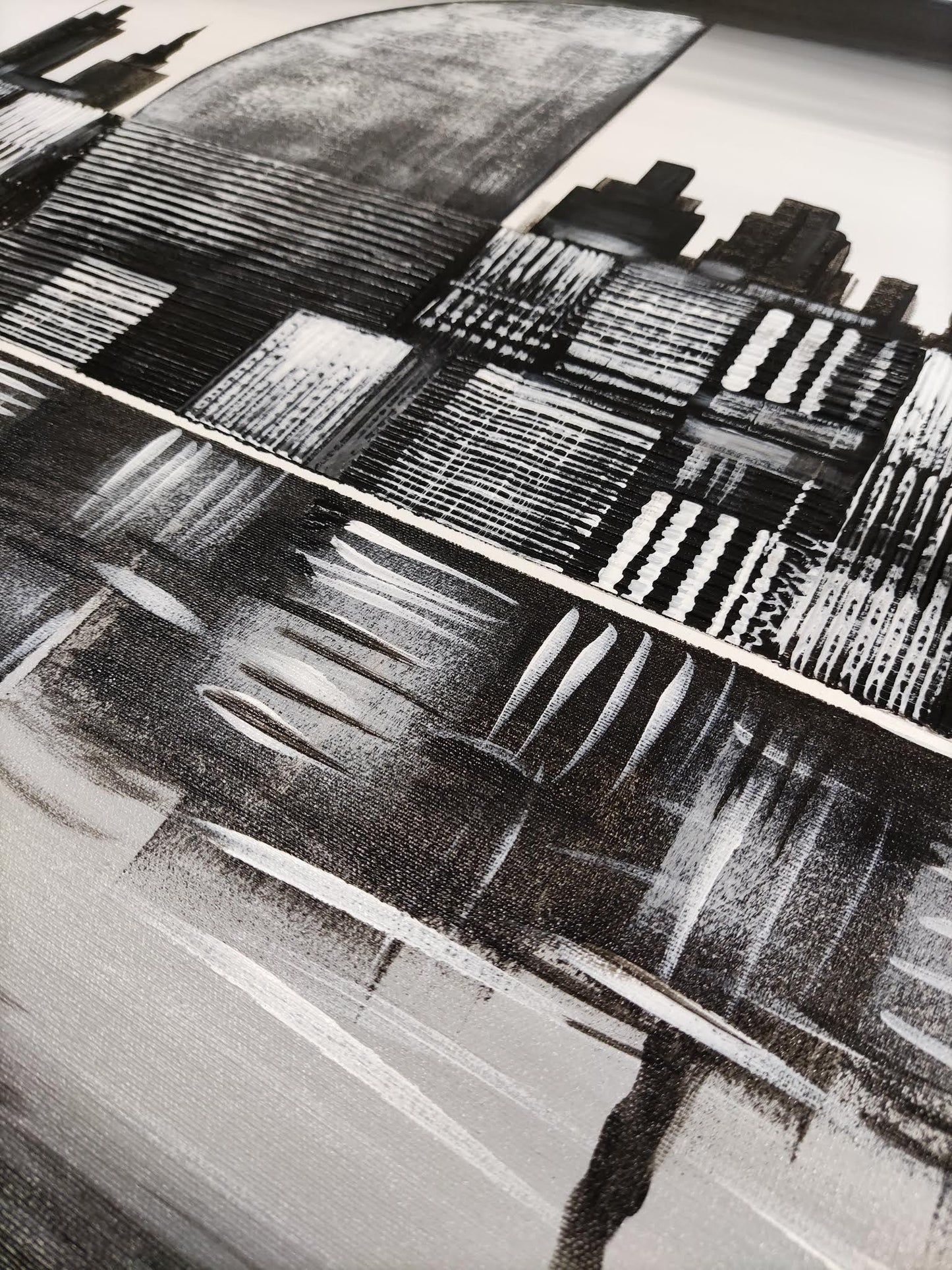 CUADRO PINTADO "SKYLINE BARCELONA DE NOCHE" 150X60CM