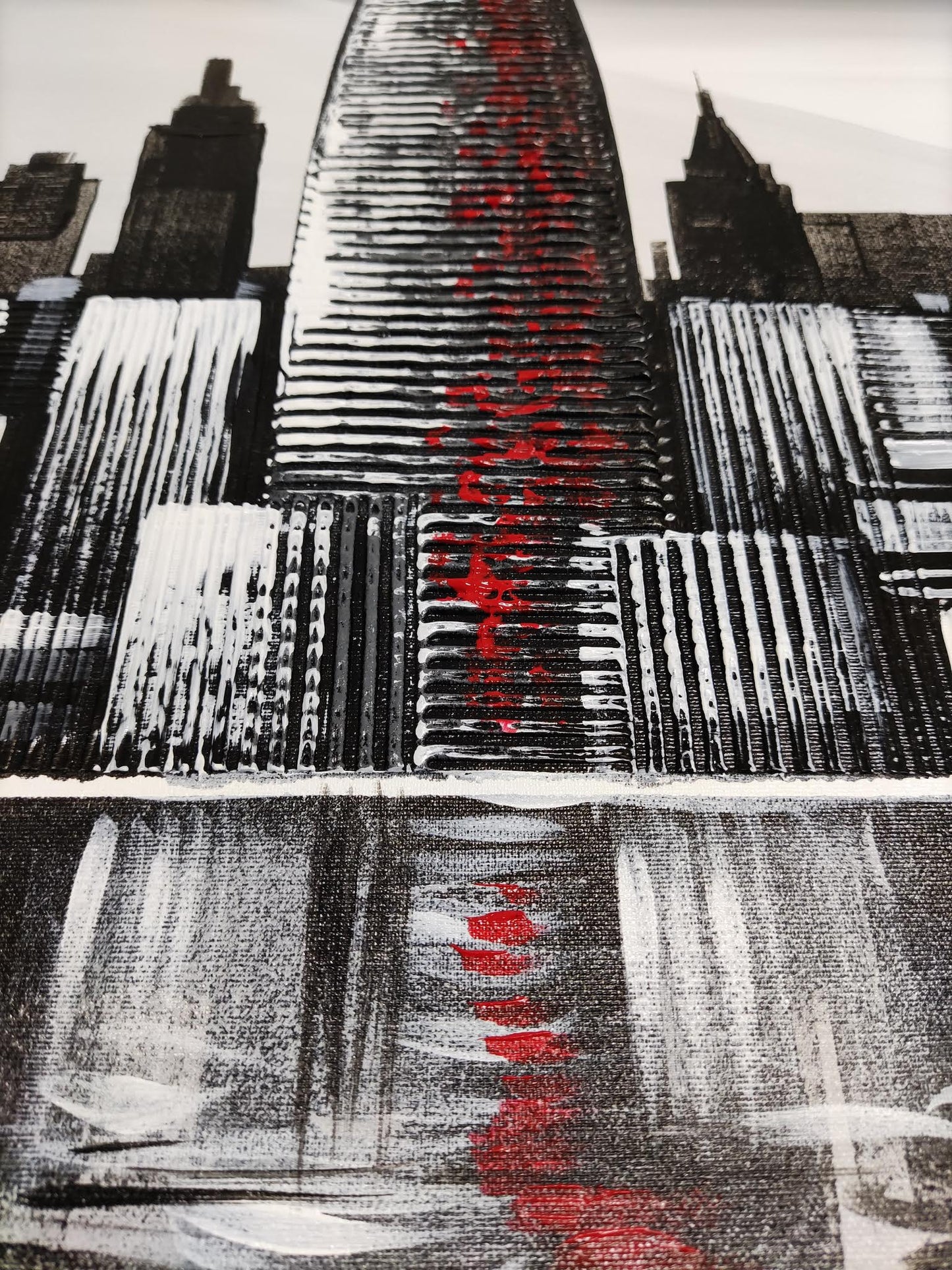 CUADRO PINTADO "SKYLINE BARCELONA DE NOCHE" 150X60CM