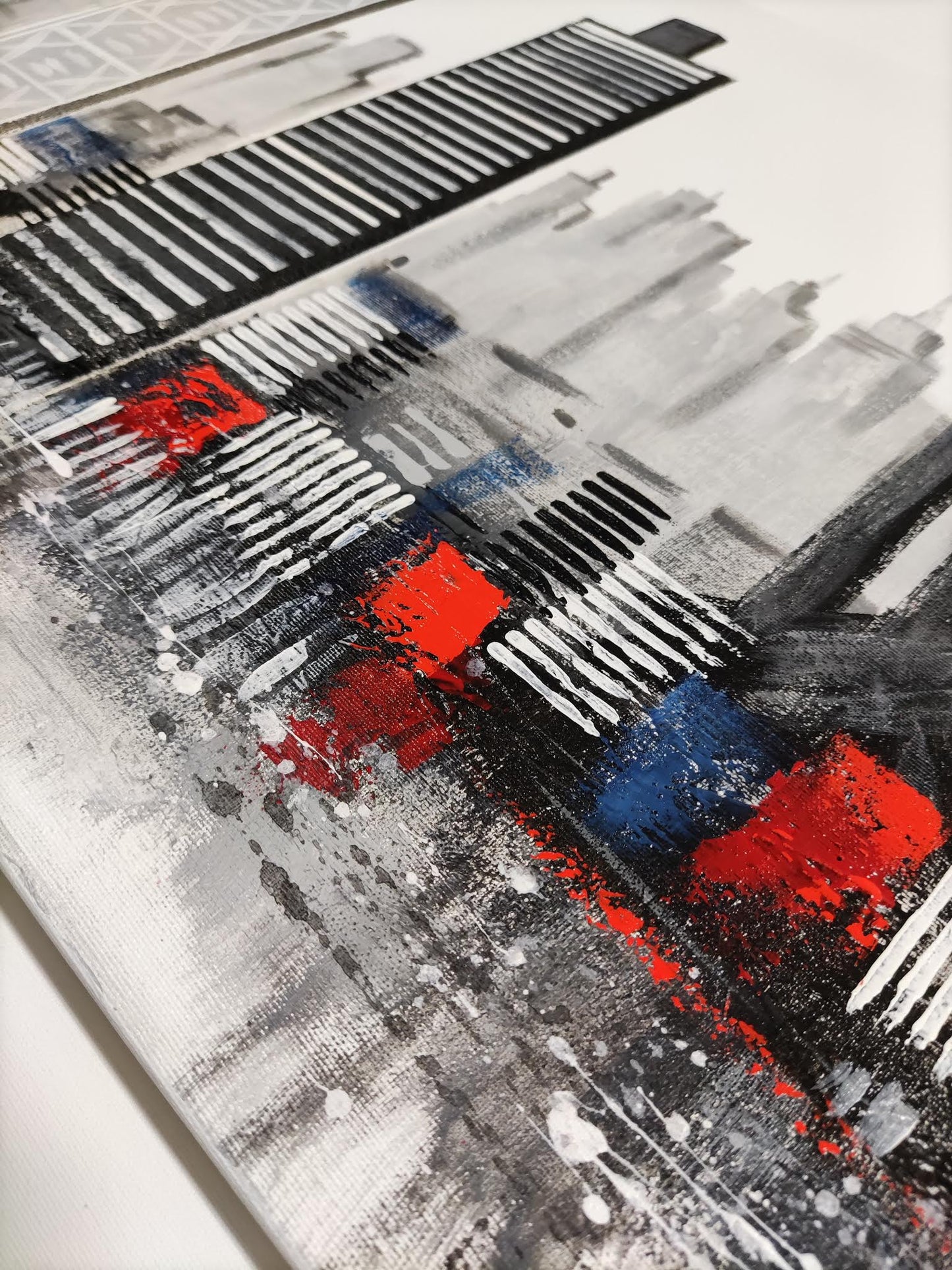 CUADRO PINTADO "SKYLINE BARCELONA MODERNO" 165X42CM