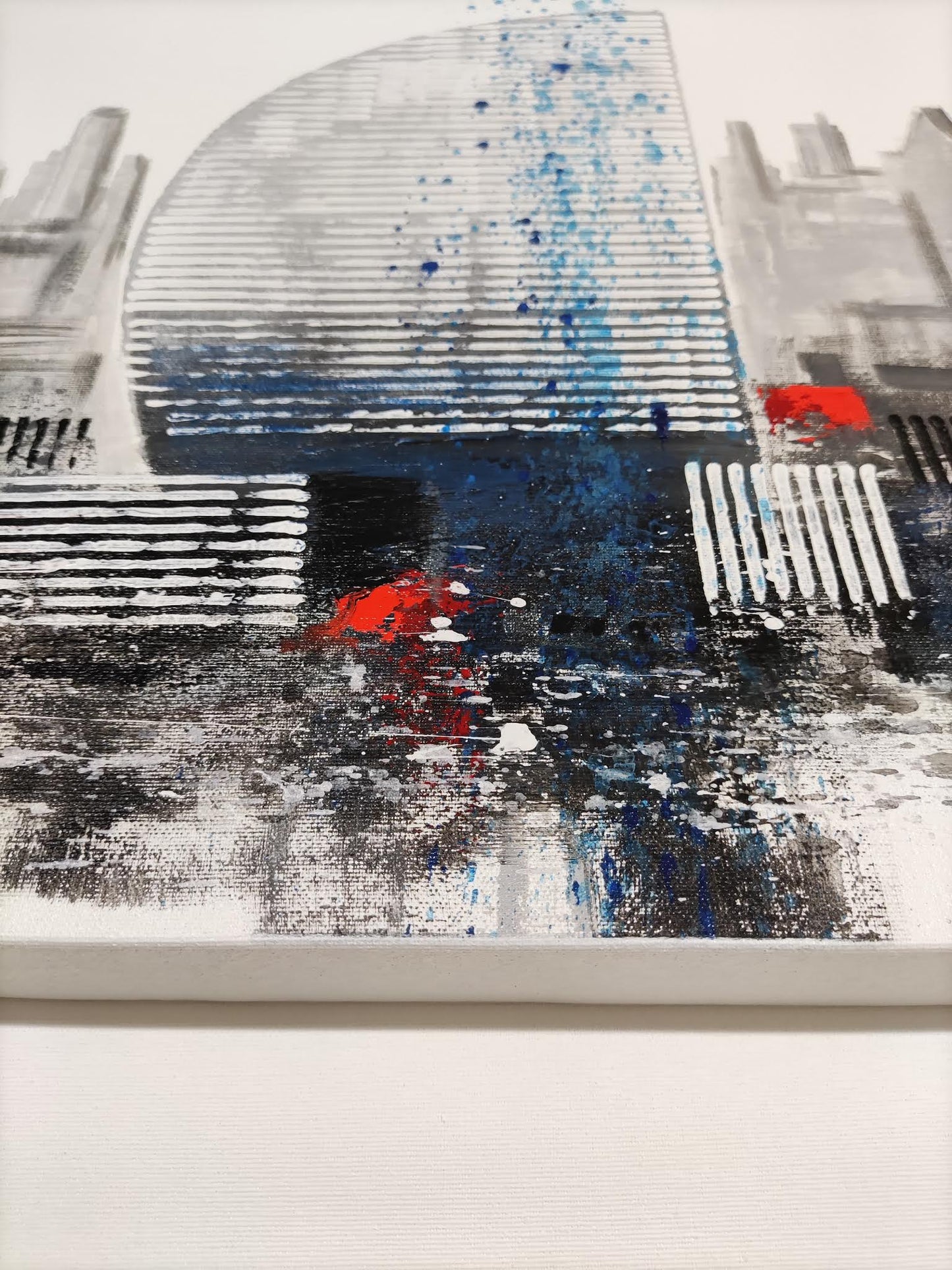 CUADRO PINTADO "SKYLINE BARCELONA MODERNO" 165X42CM