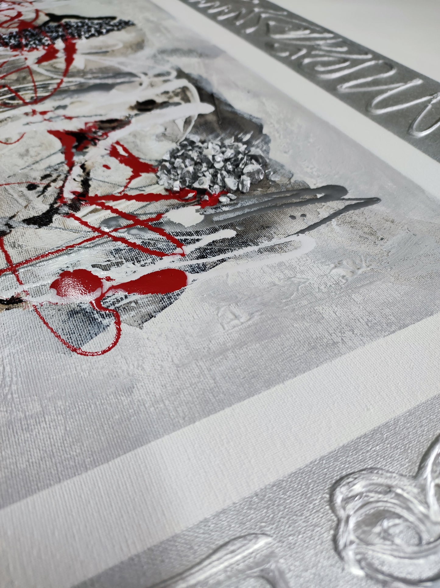 Cuadro Pintado Abstracto Negro/Rojo 150x60 cm CENEFA
