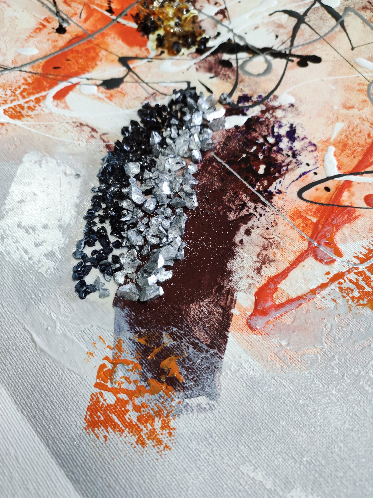 CUADRO PINTADO "NEBULA NARANJA" CON CENEFA 150X60CM