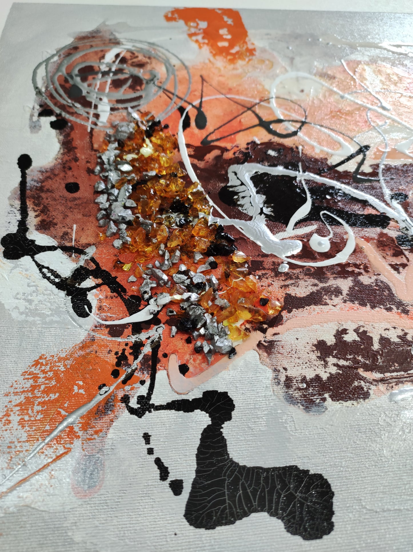 CUADRO PINTADO "NEBULA NARANJA" CON CENEFA 150X60CM