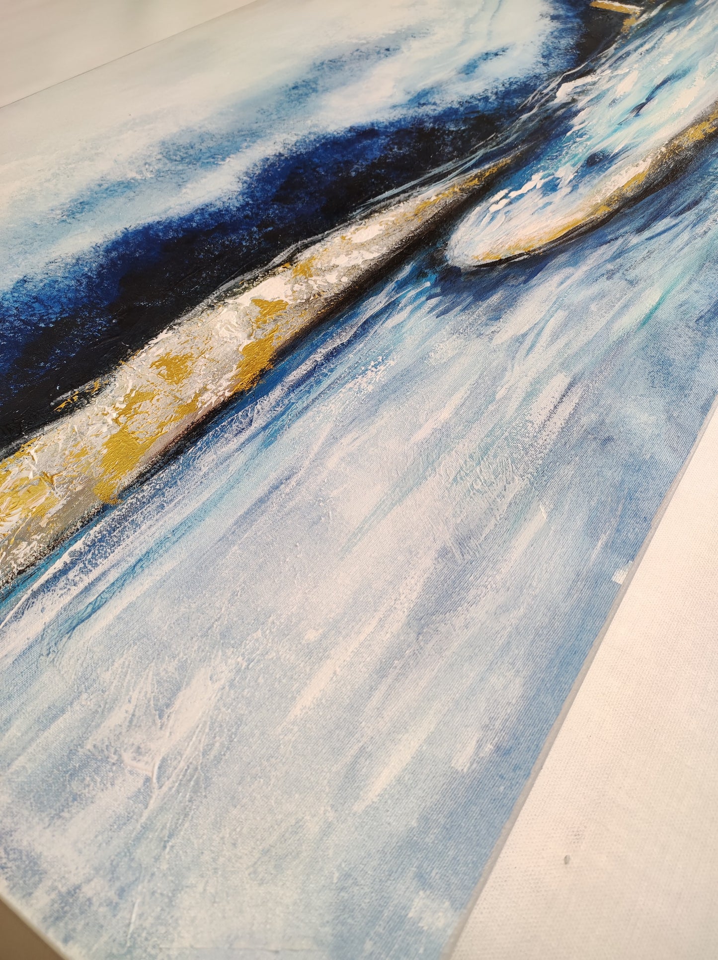 CUADRO PINTADO "PAISAJE ABSTRACTO AZUL" 150x60 CM