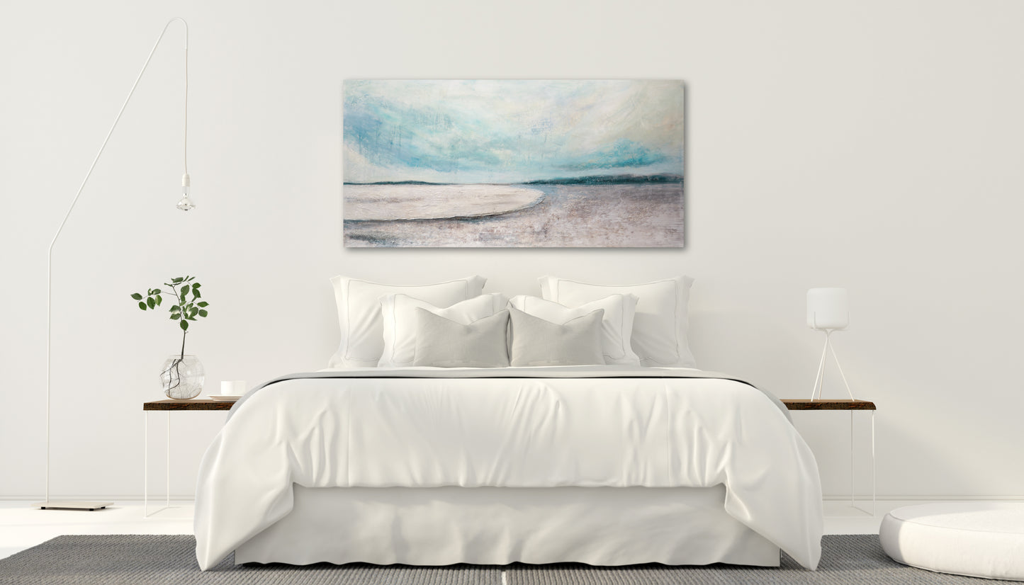 CUADRO PINTADO "MARINA ABSTRACTA SUAVE" 140X70CM