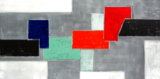 CUADRO PINTADO "ABSTRACTO MONDRIAN" 140X70CM