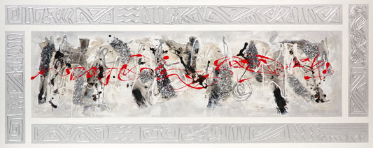 Cuadro Pintado Abstracto Negro/Rojo 150x60 cm CENEFA
