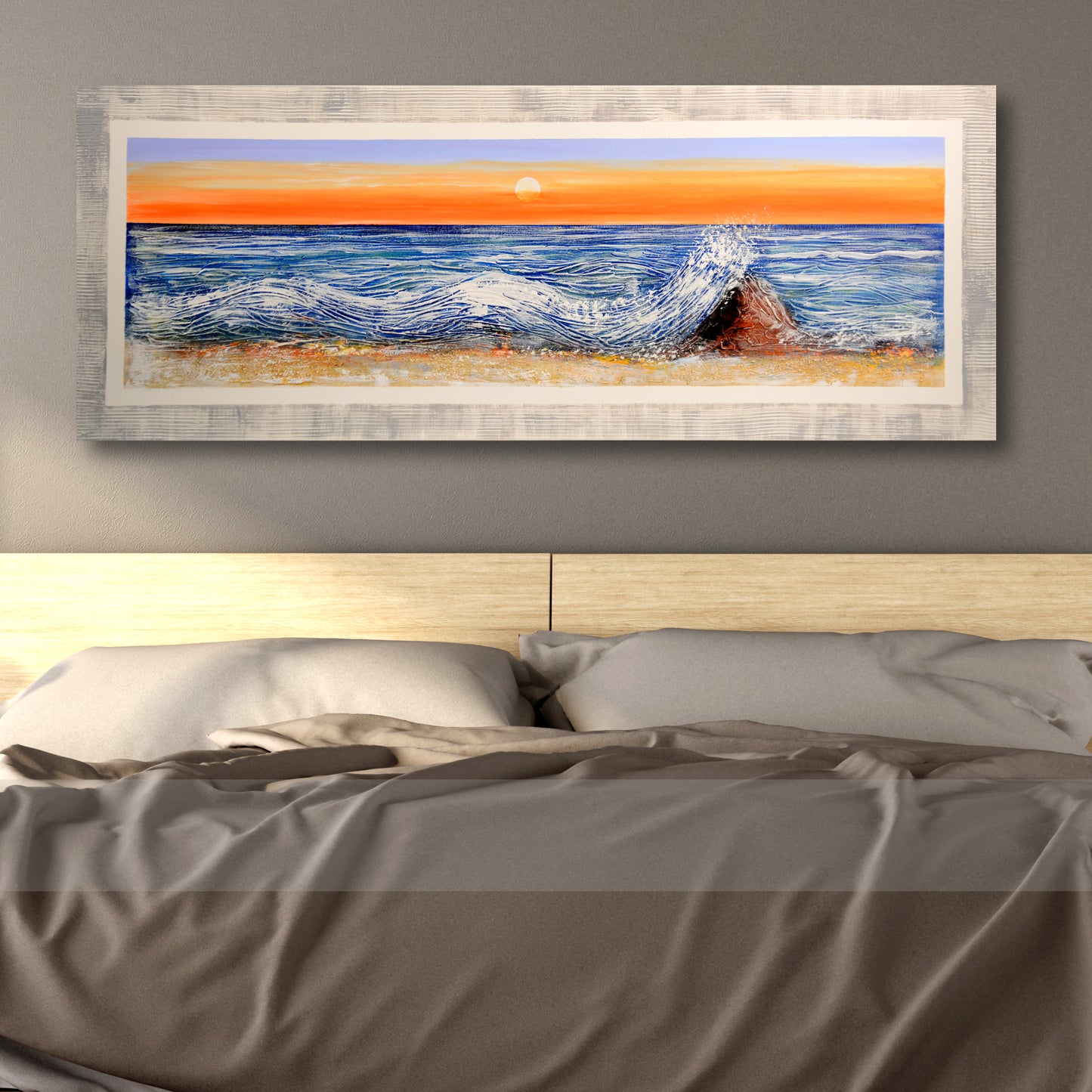 CUADRO PINTADO "AGUAMARINA" 130X50CM